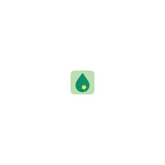Green Drop Star Simple Icon, Drop Star Iconic Logo design with white background. 