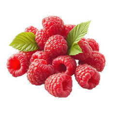 Pile of raspberries isolated on transparent background