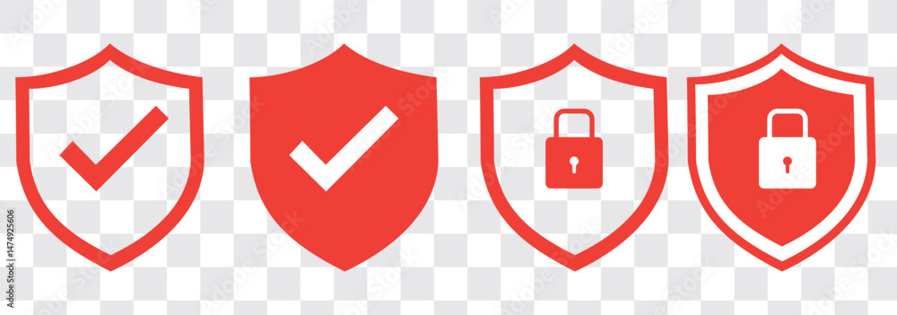 Aufkleber shield check mark icon and shield lock icon set. safety shield symbols. security private sign. vecto