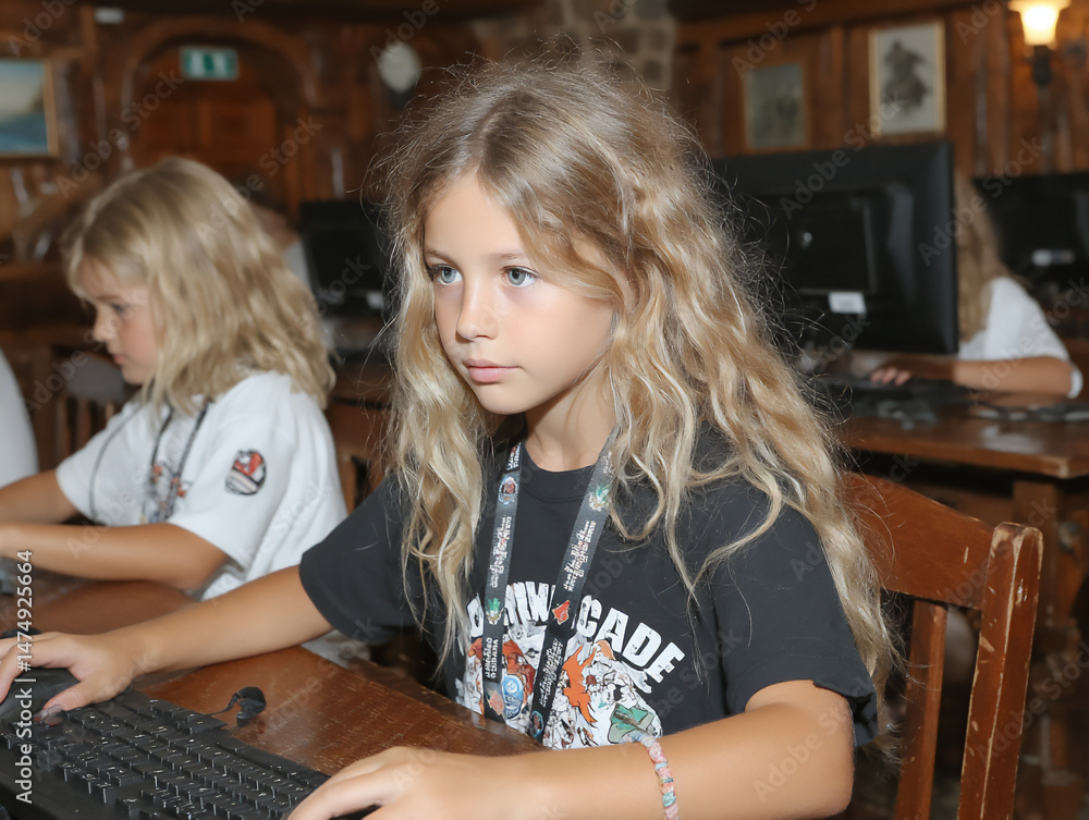 Aufkleber children learning basic coding through games