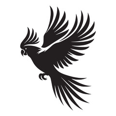 Majestic Cockatoo silhouette with upraised crest – Cockatoo illustration – Minimalist Cockatoo vector – Bird silhouette

