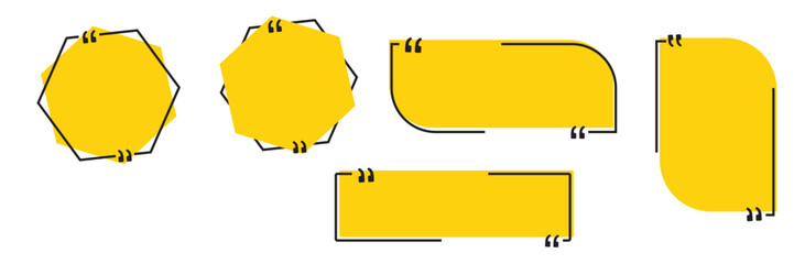 Quote box frame, big set. Quote text in speech bubble. Quote box icon. 