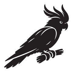 Bold Cockatoo silhouette with high contrast feathers – Cockatoo illustration – Minimalist Cockatoo vector – Bird silhouette

