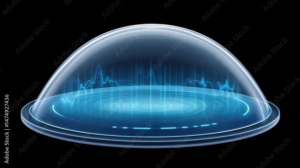 Aufkleber futuristic digital health dashboard displaying rotating vital signs with translucent dome elements