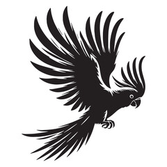 Cockatoo silhouette showing off stunning plumage – Cockatoo illustration – Minimalist Cockatoo vector – Bird silhouette

