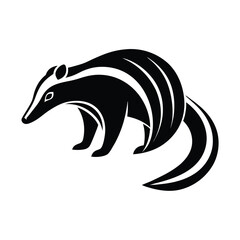 Stylized black and white badger vector illustration suitable for use in logo design or icon creation on a white background