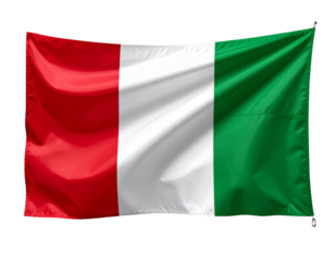 Waving Italian Flag with Red, White, and Green Stripes, Isolated on Transparent Background PNG