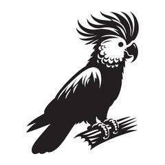 Free-Spirited Cockatoo silhouette with dynamic wings – Cockatoo illustration – Minimalist Cockatoo vector – Bird silhouette

