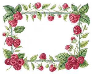 frame with raspberries
