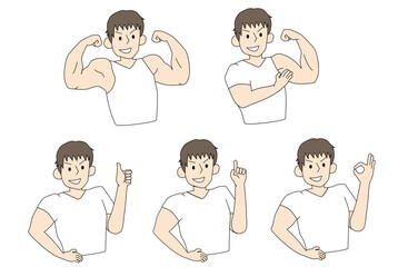 筋肉ムキムキイケメンのポーズバリエーションセット4