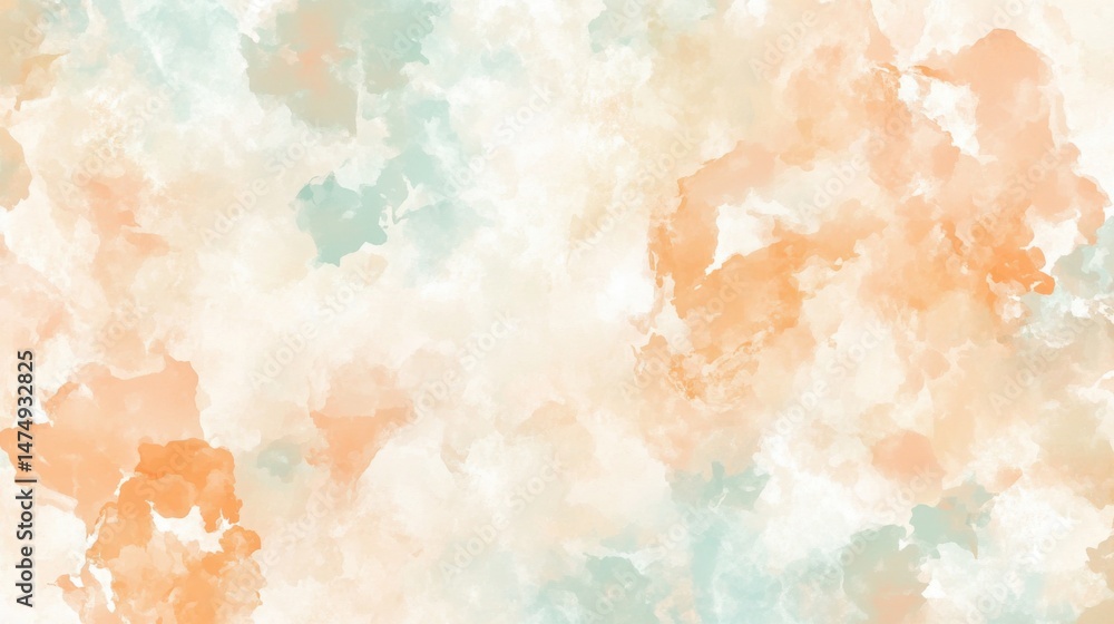 Poster watercolor texture background in peach and teal abstract art design for digital paper and graphic de