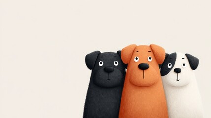 Adorable Cartoon Dogs  Cute Puppy Illustration  Pet Friends  Happy Dogs  White Background