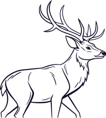 Elegant Deer Line Art Drawing design with white background