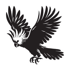 Crested Cockatoo silhouette in mid-flight – Cockatoo illustration – Minimalist Cockatoo vector – Bird silhouette

