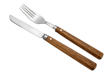 Cutlery knife and fork isolated on transparent background.PNG