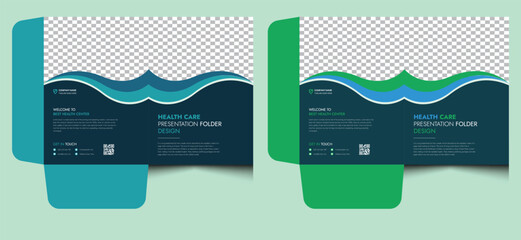 Elegant editable clean creative modern corporate company business stylish unique medical hospital dental health care agency services identity presentation file folder template design.