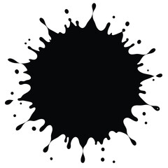 Black spots of paint on a white background. Grunge frame of paint. Vector illustration.