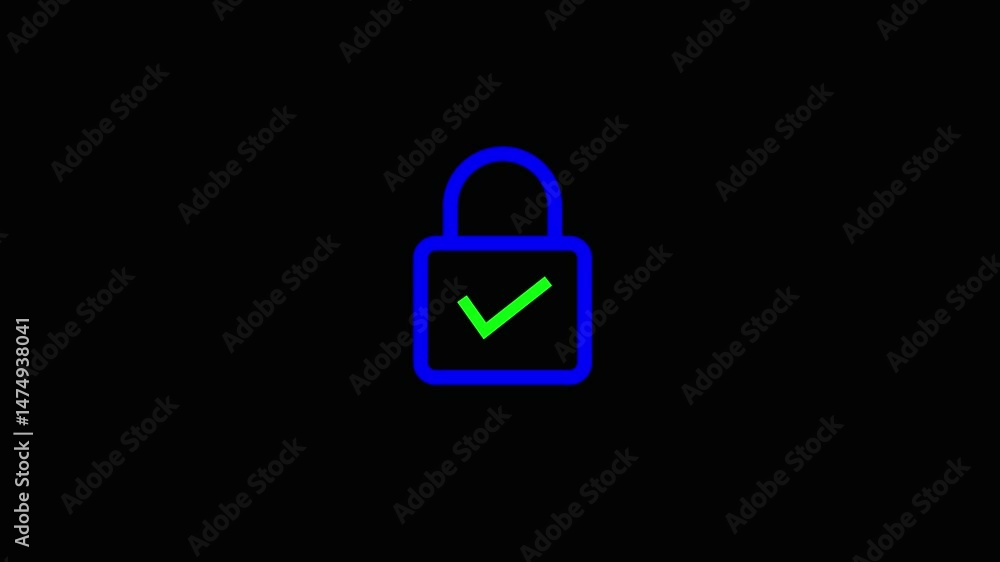 Poster padlock security checklist icon animated