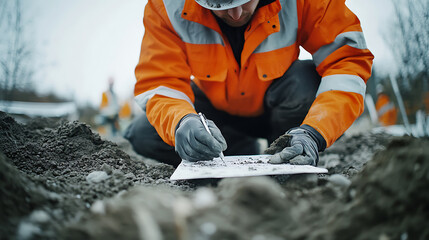 Construction Worker Documenting on Site