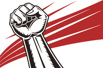 Raised Fist with Polish Flag Colors
