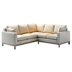 Elegant light cream colored sectional sofa with textured finish and plush cushions