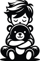 Youngster holding giant bear icon