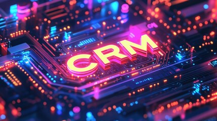 Crm on Glowing Circuit Board