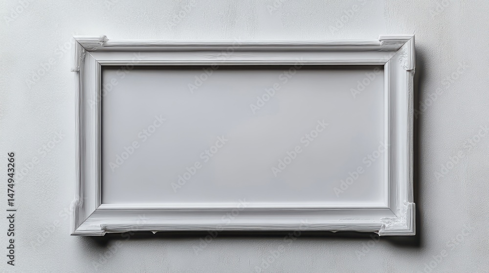 Poster minimalist white frame - a clean, empty white picture frame with sharp edges and subtle shadows, pla