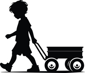 Young Boy With Wagon Symbol