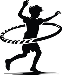 Boy rolling hula hoop symbol