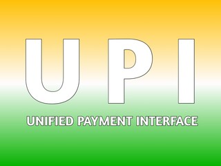 UPI unified payment interface text on orange, white and green color gradient 