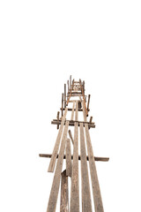 Wooden scaffolding isolated on white background