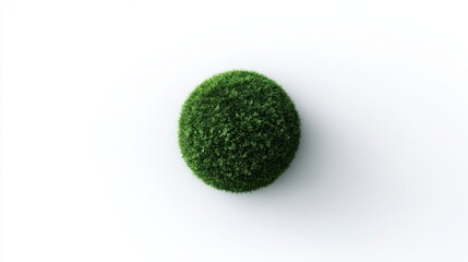 Lush Green Grass Sphere  Isolated on White  Nature Concept  3D Render