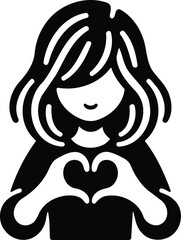 Girl making heart hands silhouette