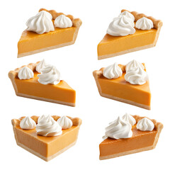 Delicious Pumpkin Pie Slices Topped with Whipped Cream Thanksgiving Delight