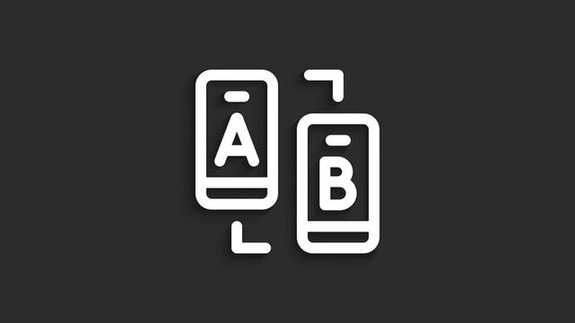 AB Testing &ndash; Lineal UI/UX Icon Animation in 4K on Black Background