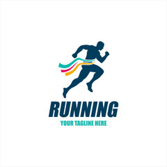 Running man logo and symbol silhouette Design vector