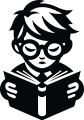 Child With Book And Glasses