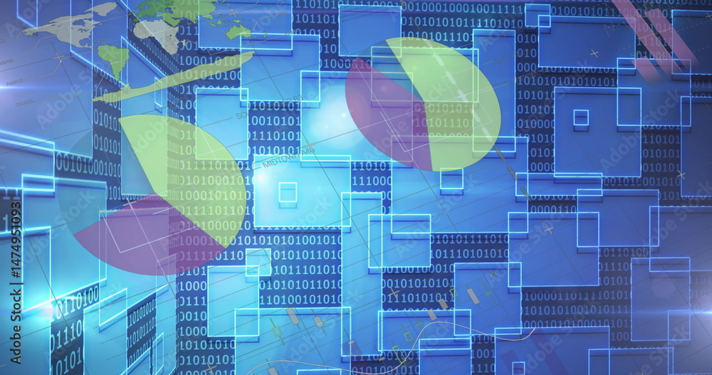 Poster image of data processing over blue background