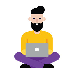 businessman with his laptop icon on white background