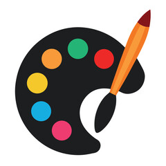 paint palette with brush vector on white background