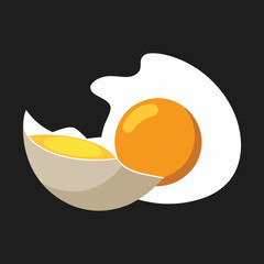 Simple flat vector illustration of a boiled egg cut in half