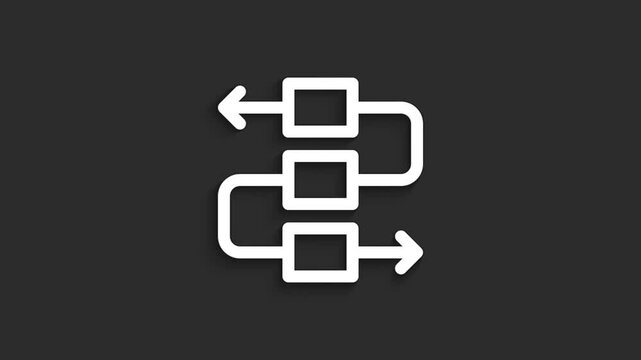 Flow Chart &ndash; UI Lineal Process Icon Animation, 4K on Black