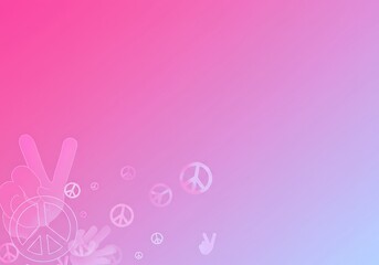 Gradient background with peace symbols and flowers