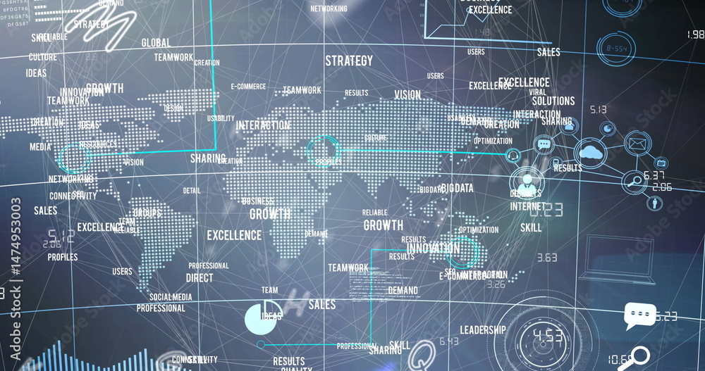 Poster image of text with globe and network of connections