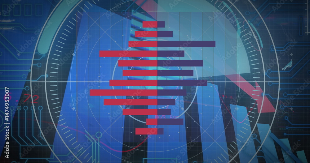 Poster image of financial data processing over dark background