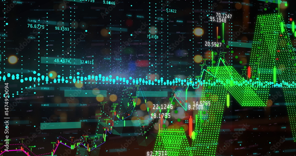 Poster image of data processing over dark background