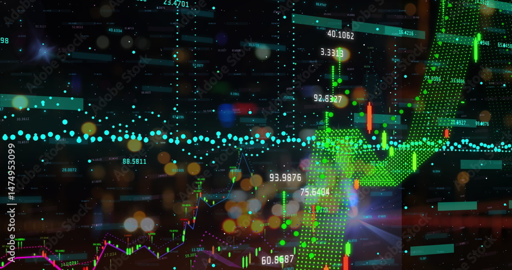 Poster image of data processing over dark background