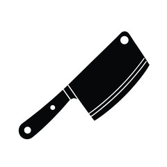 Silhouette illustration of a kitchen cleaver icon isolated against a white background for culinary design elements