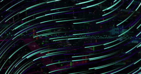 Image of moving lights over dark background